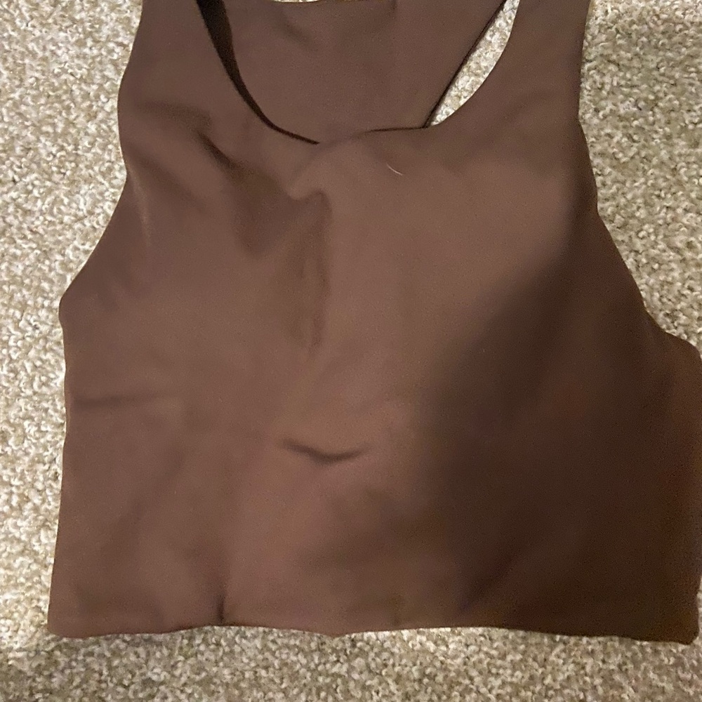 Wilfred Brown Fitted Crop Tank Top